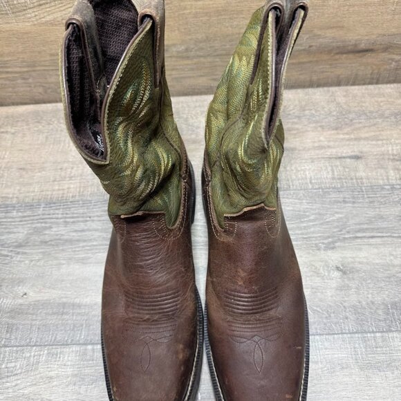 Justin Stampede Collection Leather Steel Toe Western Boots Men's Size 11D - Picture 2 of 7